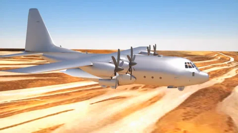 Airplane is flying over the desert Stockbeeldmateriaal 33267391