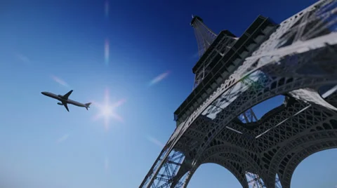 Airplane flying over the Eiffel Tower Vídeos de archivo 38157130