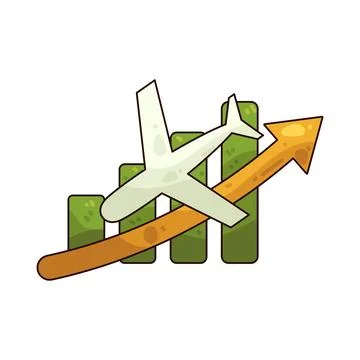 Airplane Flying Over Growth Chart illustration Ilustração Stock