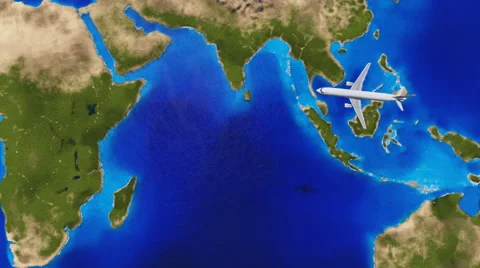 Airplane flying over map of the world Video stock 46597286