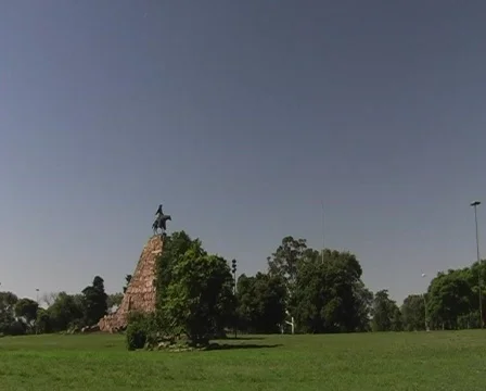 Airplane flying over a park Stock-Footage 109368