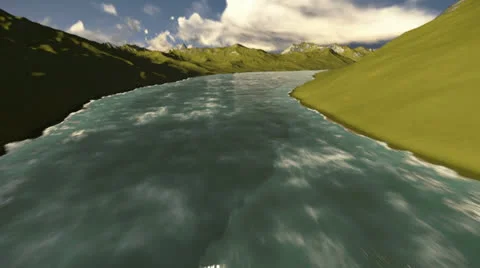 Airplane flying over a river Video stock 24466336