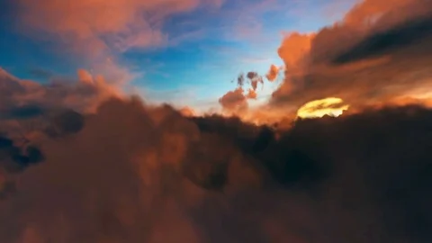 Airplane flying over volumetric clouds Stock Footage 70106017