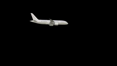 Airplane flying right side On Black screen 4k animated video Stock Footage 282449182