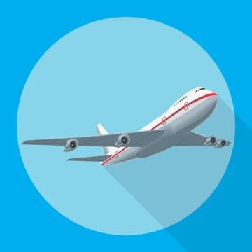 Airplane flying with shadow Stock Illustration