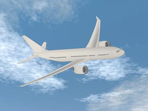 Airplane flying in the sky - 3D render Stock Illustration