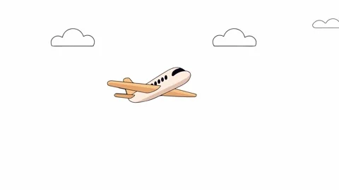 Airplane Flying in the Sky Cartoon Loop Animation Stock Footage 336165032