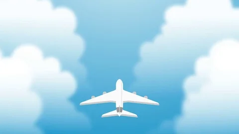Airplane flying on the sky with clouds loop animation 4K with alpha channel Stock Footage 83541398