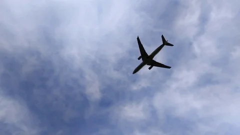 Airplane flying in sky Stock Footage 76267042