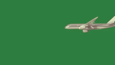 An airplane flying in the sky on isolated on green screen background Vidéo 336955344
