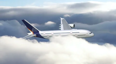 Airplane flying through clouds Stock Footage 33311264