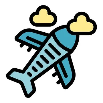 Airplane flying through clouds minimalist illustration Stock Illustration