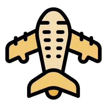 Airplane flying through sky, simple icon illustration of air travel Stock Illustration