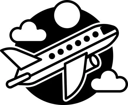 A airplane flying through the sky with a sun in the background Stock Illustration