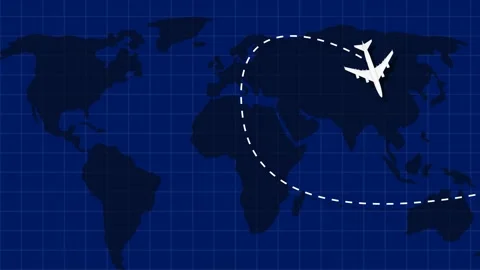 Airplane Flying on the World Map Earth M... | Stock Video | Pond5