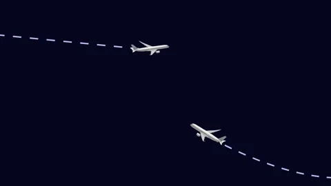 The airplane follows the flight line Stock Footage 277638424