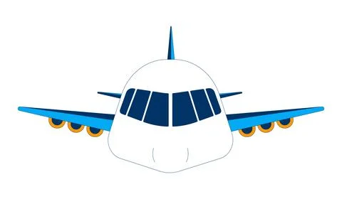 Airplane front view 2D cartoon object Stock Illustration