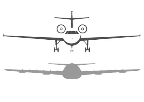 Airplane front view. Passenger or commercial jet isolated on background Stock Illustration