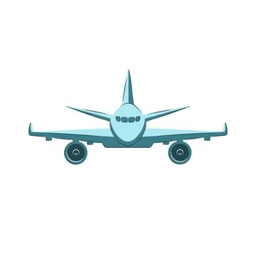 Airplane front view vector flat illustration. Stock Illustration