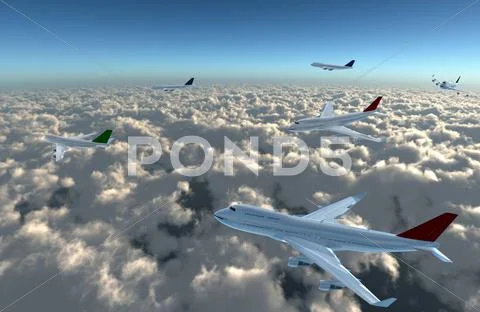 Airplane full on sky Stock Illustration