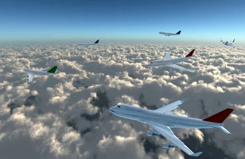 Airplane full on sky Stock Illustration