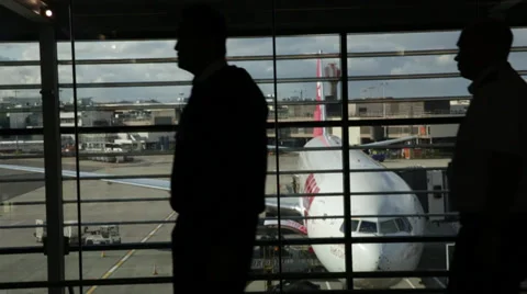 Airplane At Gate #2 Slow Motion Stock Footage 30739940