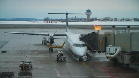 Airplane getting ready for departure Stock Footage 87170700