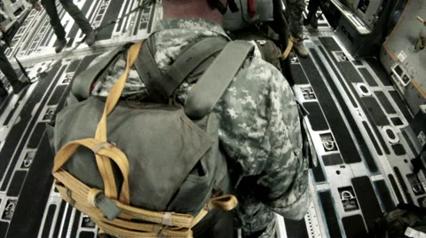 In an airplane, getting ready to jump out Video stock 52699880