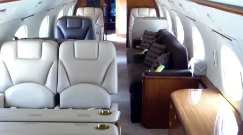 Airplane Gulfstream Interior Stock Footage