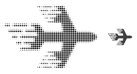 Airplane Halftone Dot Icon 스톡 일러스트