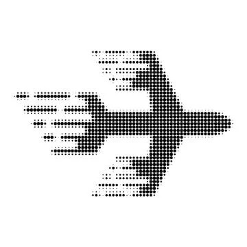 Airplane Halftone Dotted Icon with Fast Rush Effect Stock Illustration