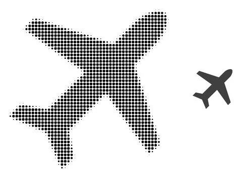 Airplane Halftone Dotted Icon 스톡 일러스트