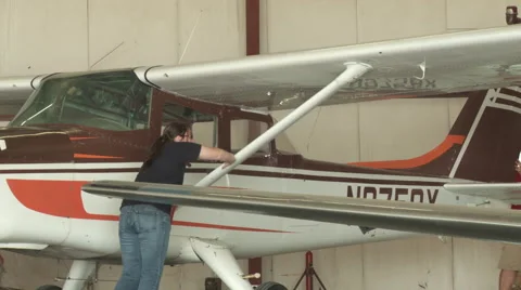 Airplane Into Hangar Stock Footage 46229615
