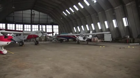 Airplane Hanger Stock Footage 48632710