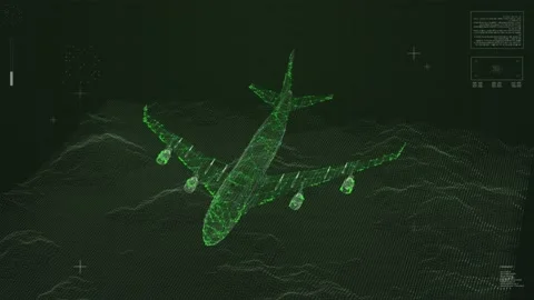 Airplane HUD animation. Aircraft visualization Stock Footage 197559217