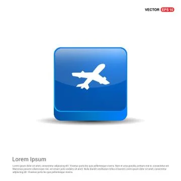 Airplane icon - 3d Blue Button Illustrazione stock