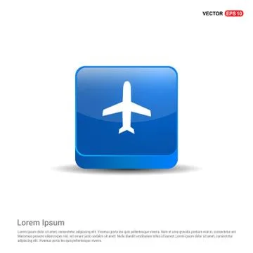 Airplane icon - 3d Blue Button 스톡 일러스트