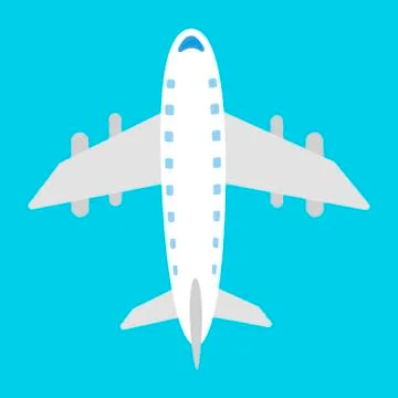 Airplane icon on blue background. Vector illustration in trendy flat style. ESP Stock Illustration