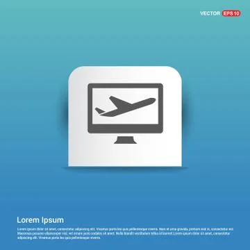 Airplane icon - Blue Sticker button 스톡 일러스트