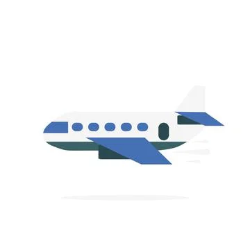 Airplane icon in flat design. Plane with shadow isolated. White background. V Illustrazione stock