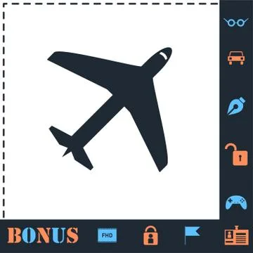 Airplane icon flat Stock Illustration