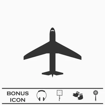 Airplane icon flat Stock Illustration