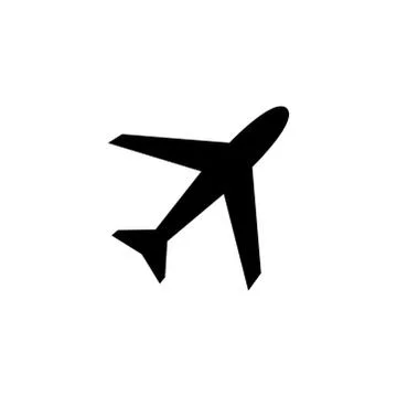 Airplane Icon In Flat Style Vector For App, UI, Websites. Black Icon Vector I Stock Illustration