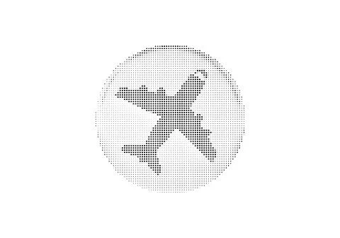Airplane icon formed by dots in a circle. Stock Illustration