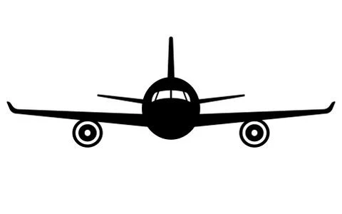 Airplane icon. Front view flying aircraft Stock Illustration