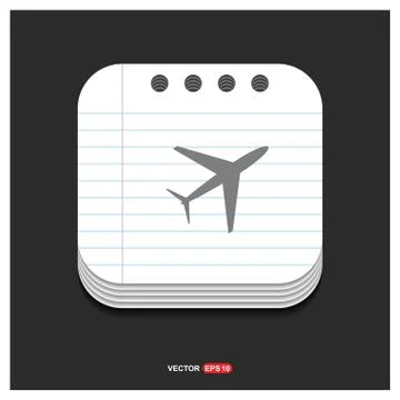 Airplane icon Gray icon on Notepad Style template Vector EPS 10 Free Icon Ilustración de archivo