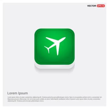 Airplane icon Green Web Button Illustrazione stock