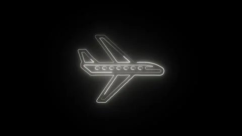 Airplane Icon Isolated on Black Background Air Travel Transport Symbol Видео 330492145