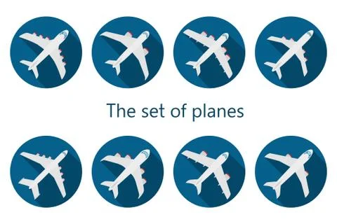 Airplane icon with long shadow Stock Illustration