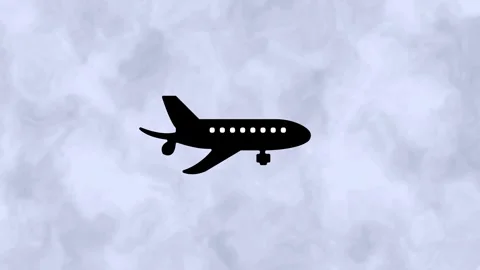 Airplane Icon Moving  Animation – Dynamic Cloud Aviation Visual 4K. Stock Footage 282576705